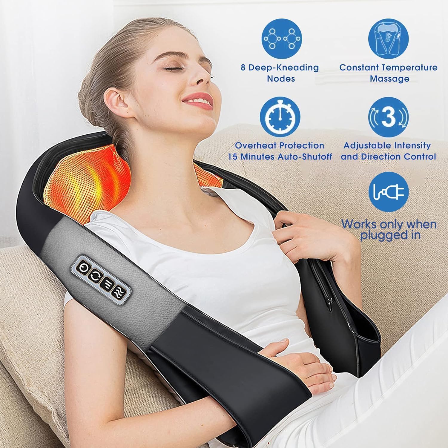 AERLANG Shiatsu Back and Neck Massager, Back Massager Deep Tissue Kneading Neck and Shoulder Massage with Heat, Electric Massage