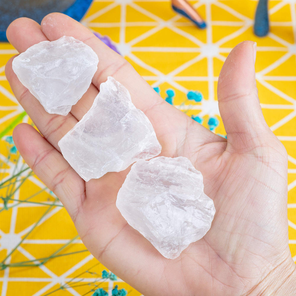UU UNIHOM 1 lb Bulk Rough Clear Quartz Crystal for Tumbling, Cabbing, Polishing, Decoration, Wrapping,Large 1 Natural Raw Stones