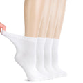 Hugh Ugoli Diabetic Socks for Women, Super Soft & Thin Ankle Socks, Wide & Loose, Non-Binding Top & Seamless Toe, 4 Pairs, White