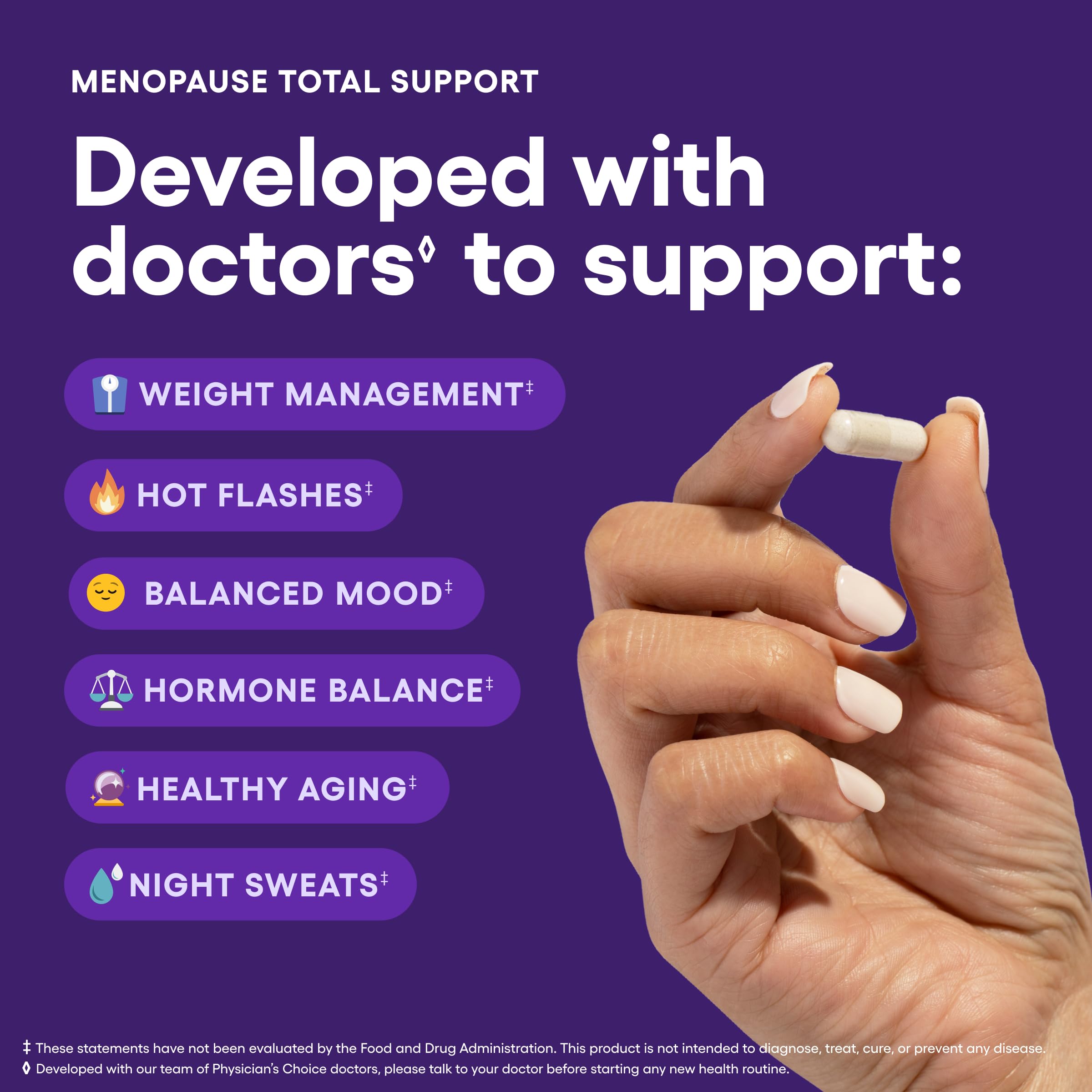 Physicians CHOICE Menopause Probiotic Supplement for Women - Supports Hormone Balance, Hot Flashes, Night Sweats, Weight Manage