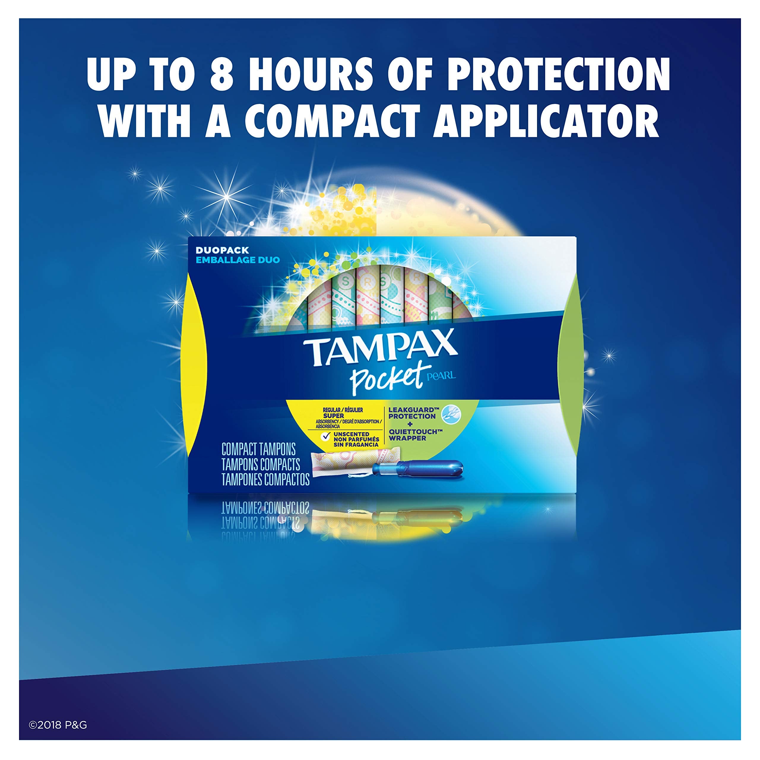 Tampax Pocket Pearl Plastic Tampons, Duopack (Regular/Super Absorbency), Unscented, 30 Count (Packaging May Vary)