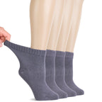 Hugh Ugoli Women Diabetic Ankle Socks, Super Soft & Thin Bamboo Socks, Wide & Loose, Non-Binding Top & Seamless Toe, 4 Pairs, gr