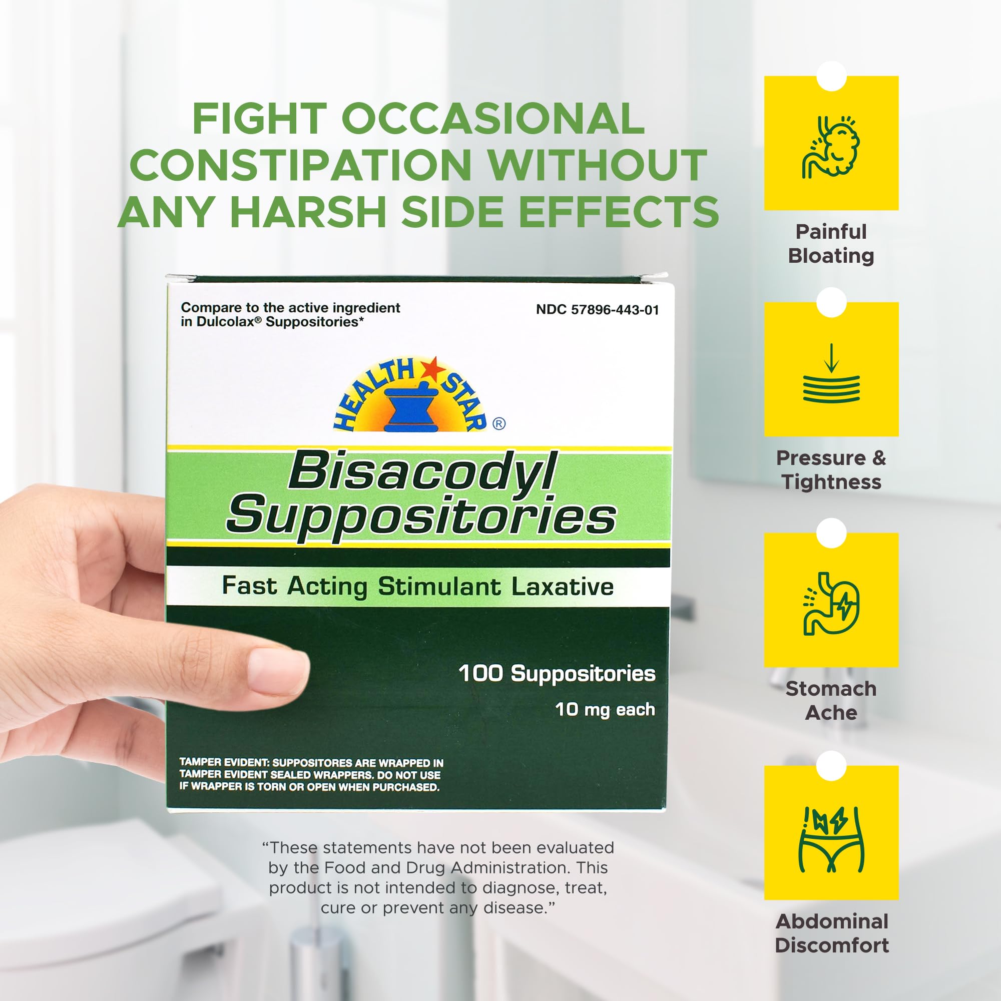 GeriCare Bisacodyl Suppositories, Fast Acting Laxative 100 Count (Pack of 1)