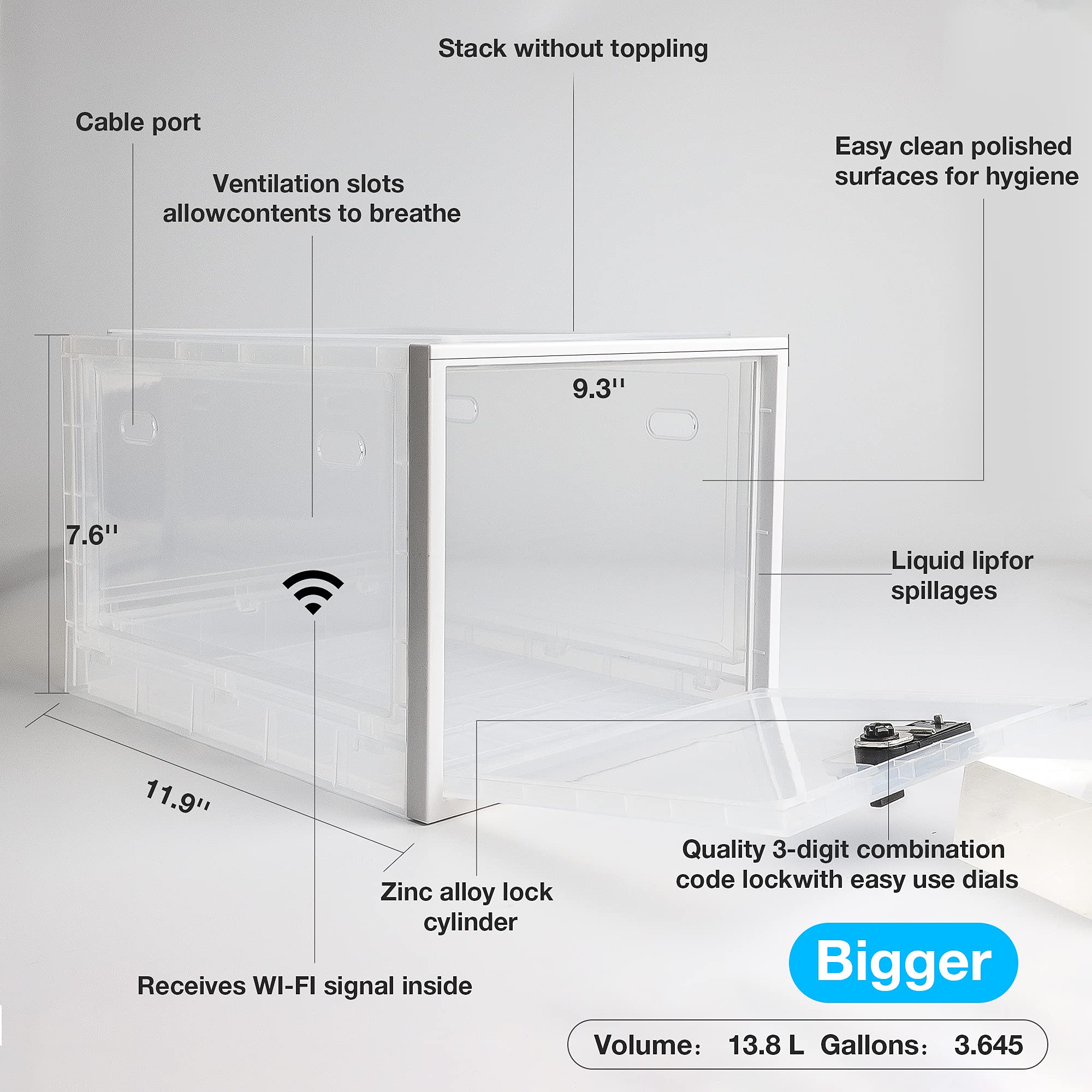 Medicine Box with Combination Locker,Lock boxes for Medication Safe Storage Cabinet, Large Lockable Box for Food,Snacks,Phone Ja