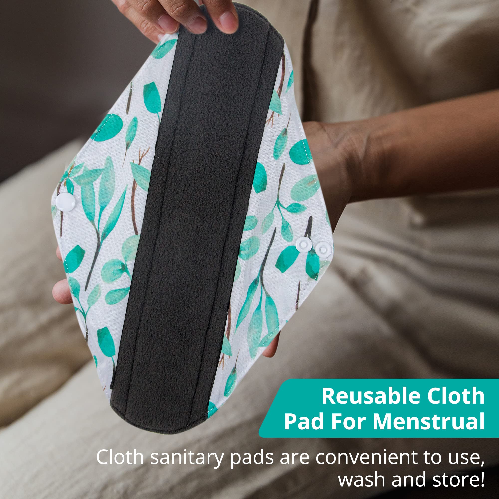 7pcs Set 1 pc Mini Wet Bag +6pcs Absorbent Reusable Sanitary Pads/Washable Cloth Menstrual Pads(Summer,S)