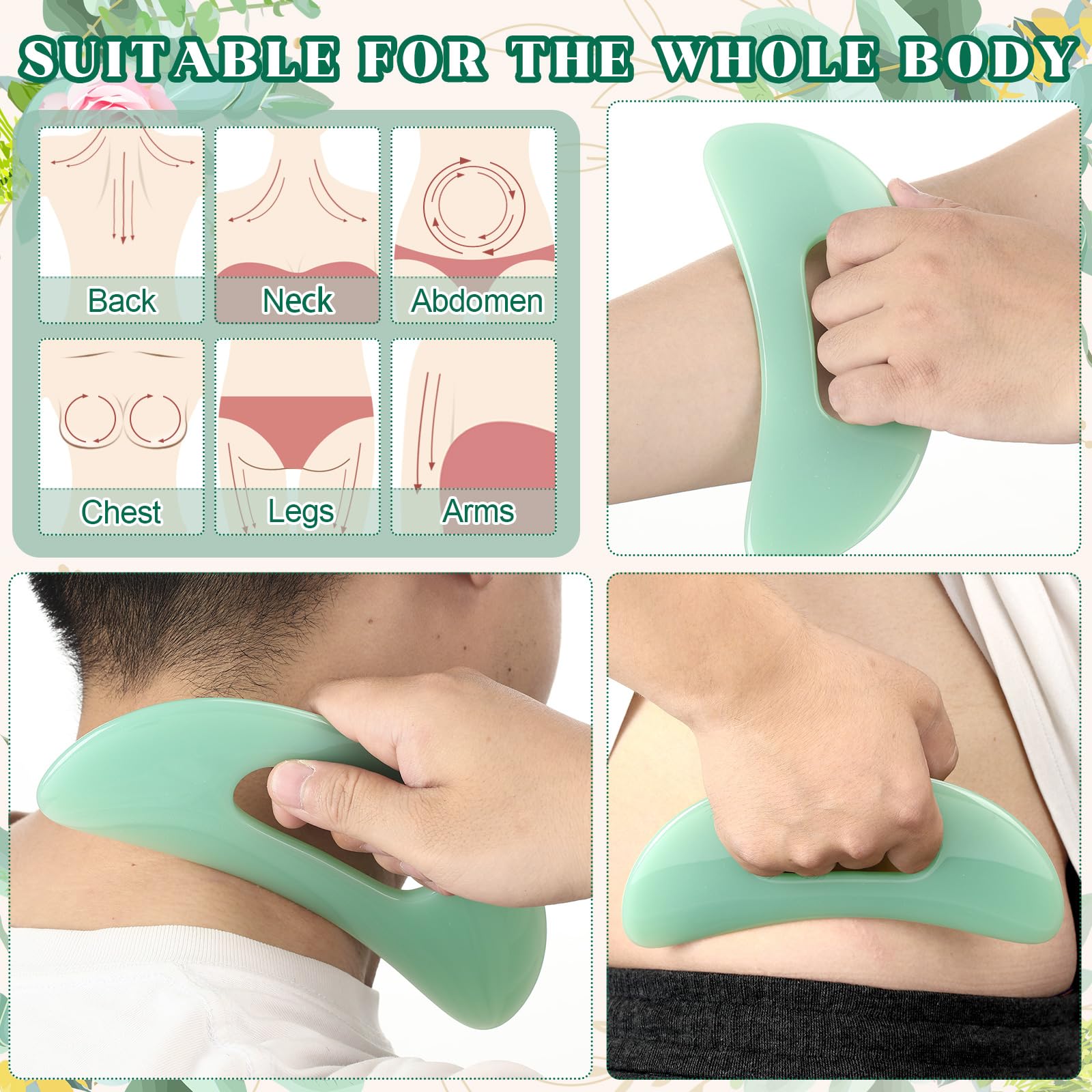BBTO Gua Sha Massage Tool with Handle Resin Massage Tools Lymphatic Drainage Massager Body Shaping Gua Sha Tools for Full Body M