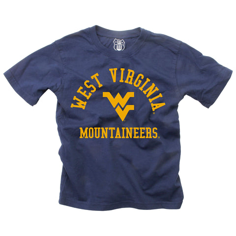 Wes and Willy NcAA Kids SS Organic cotton Tee Shirt, West Virginia Mountaineers, Midnight, 3T