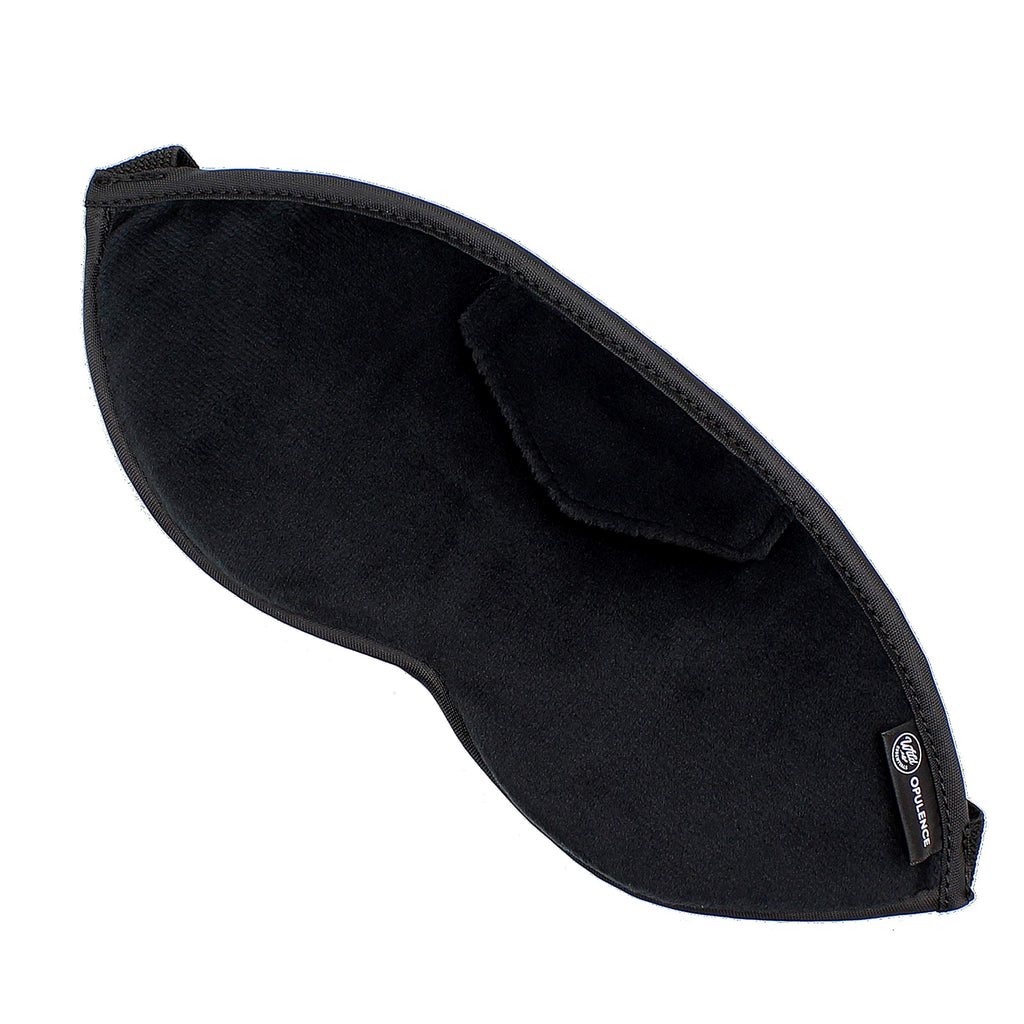 Dream Essentials Opulence Micro Plush Sleep Mask with Earplugs and Pocket in Front of mask - Black Velvet