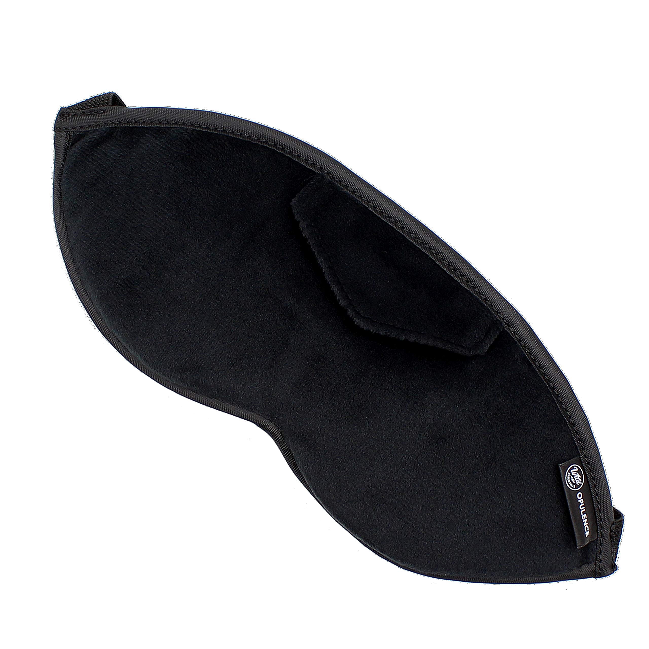 Dream Essentials Opulence Micro Plush Sleep Mask with Earplugs and Pocket in Front of mask - Black Velvet