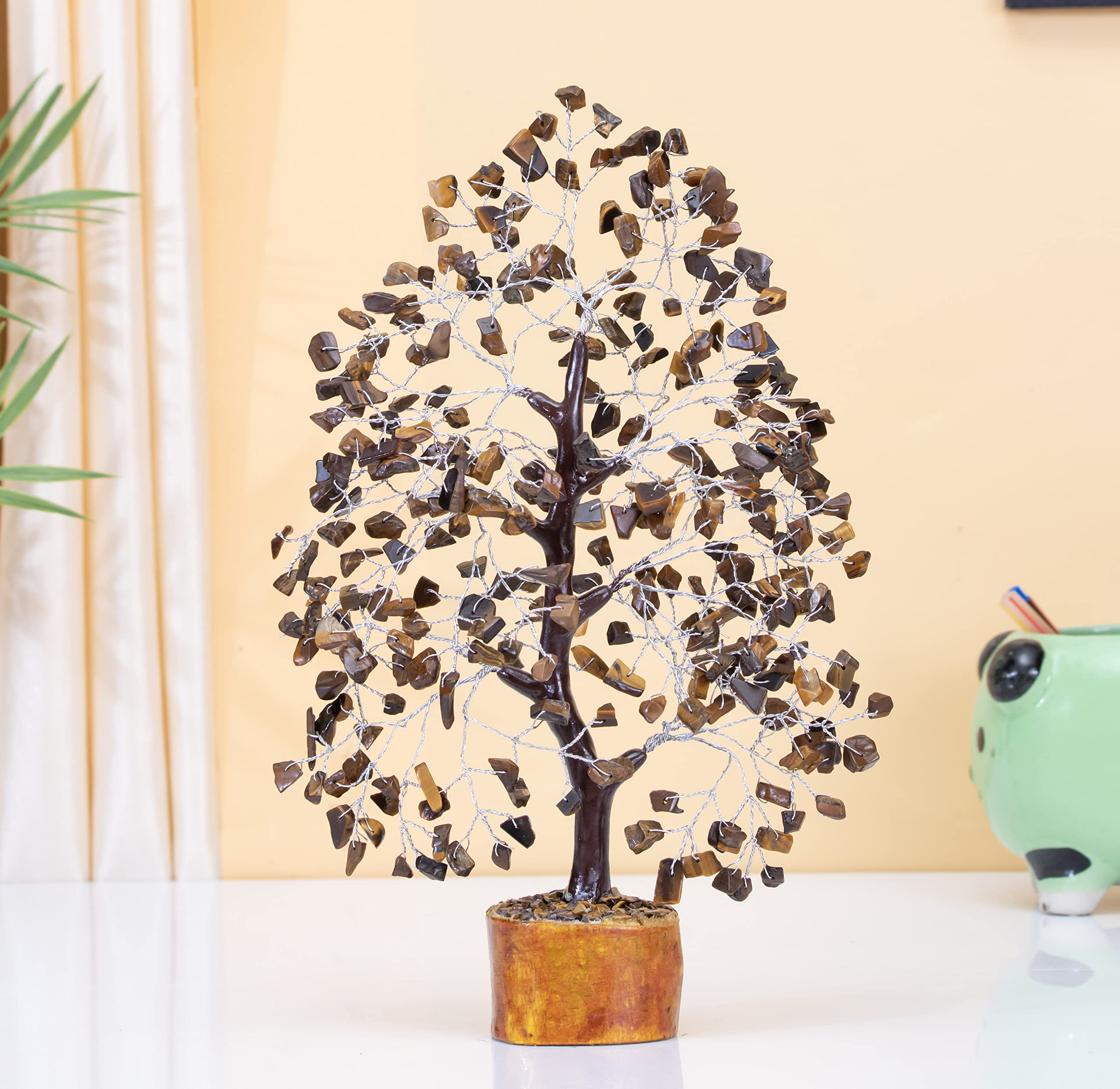 Crocon Tiger Eye Gemstone Tree Feng Shui Figurine Money Bonsai Good Luck Chakra Balancing Reiki Healing Crystals Decoration Orna