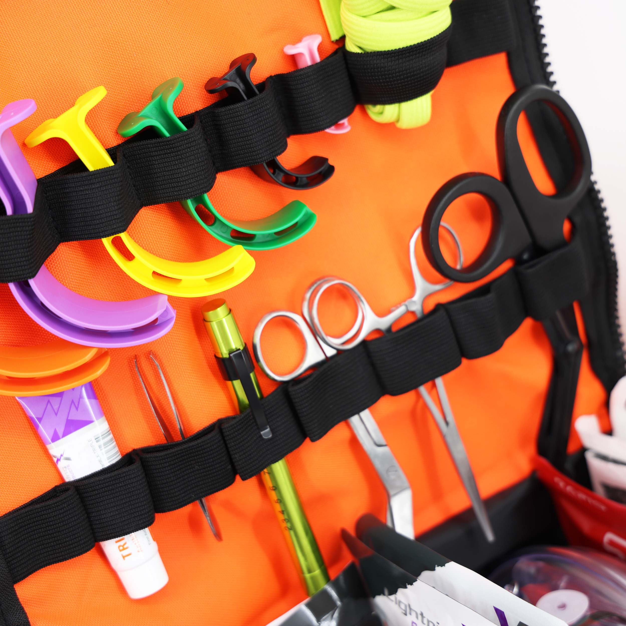 Lightning X Pre-Stocked EMS/EMT Trauma Kit w/Large First Responder Bag & 256 First Aid Medical Supplies - Orange