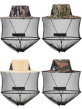 4 Pieces Mosquito Net Hat Mesh Sun Bug Face Hat Cover with Zipper Foldable Fly Protection Net Mesh for Fishing Hiking Gardening,