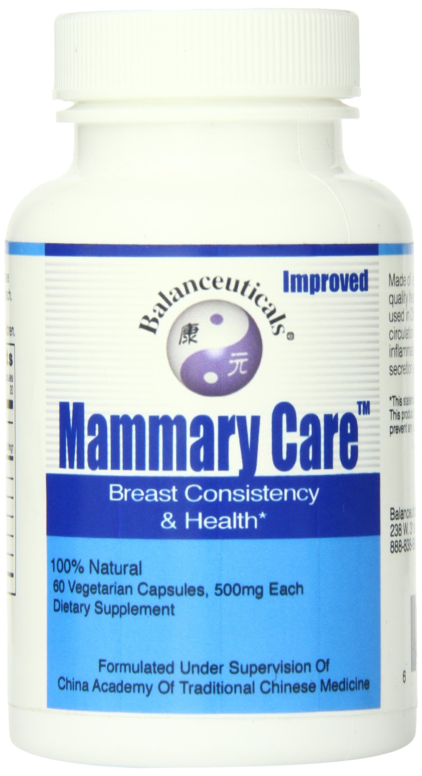 Balanceuticals Mammary Care Dietary Supplement Capsules, 500 Mg, 60-Count Bottle