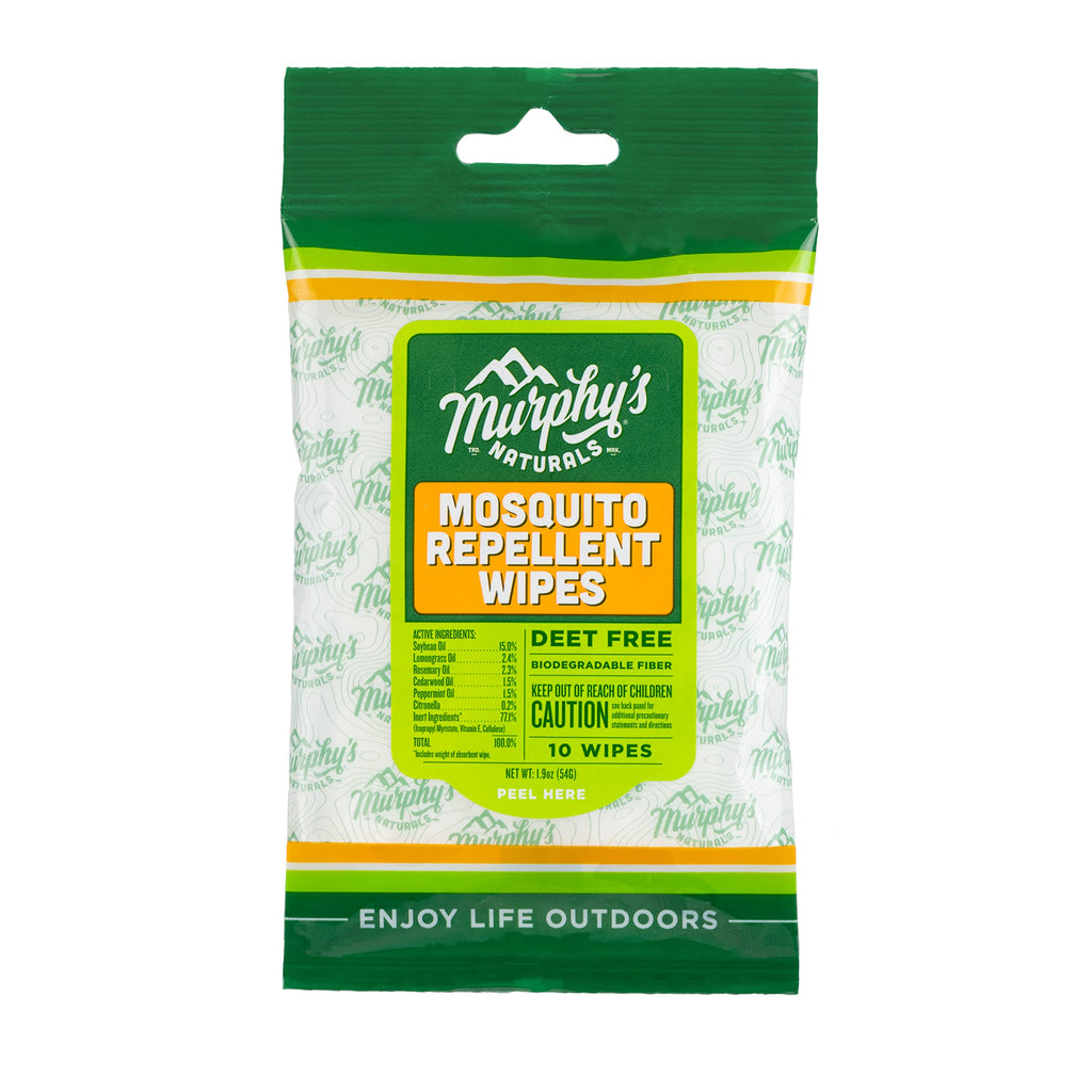 Murphys Naturals Mosquito Repellent Wipes | DEET Free | Made with Plant Based Essential Oils | Includes Citronella + Lemongrass