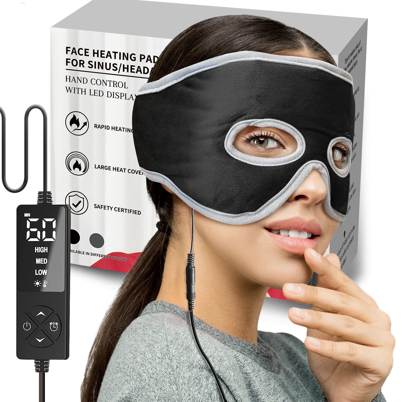 Elekheal Sinus Relief Mask with 3 Heat Settings for Sinus Pressure, Face Heating Pad for Sinusitis, Tension Headache