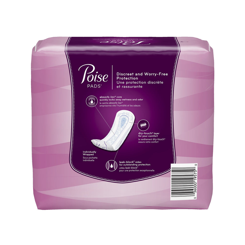 Poise Moderate Absorbency Incontinence Pads, Long, 16 Count (Pack of 6)