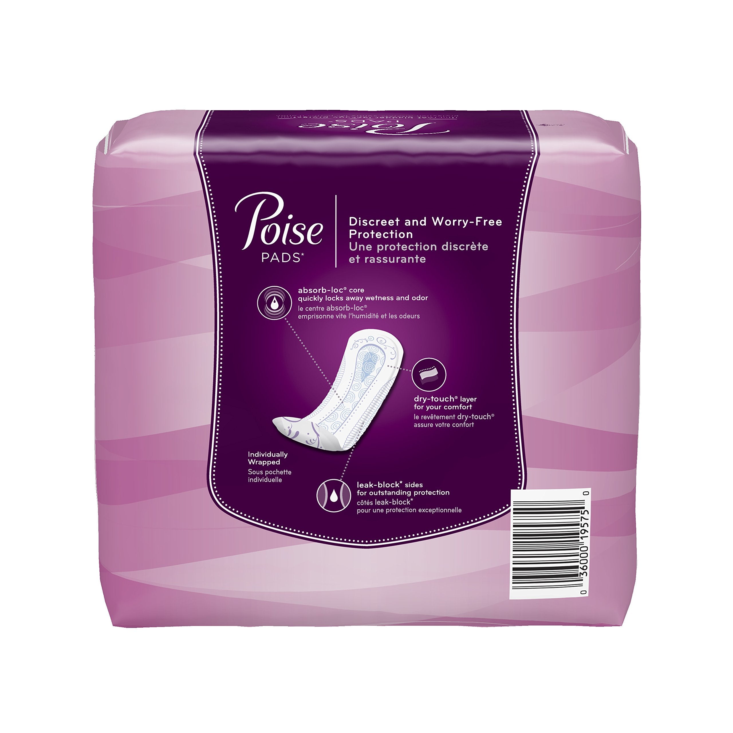 Poise Moderate Absorbency Incontinence Pads, Long, 16 Count (Pack of 6)