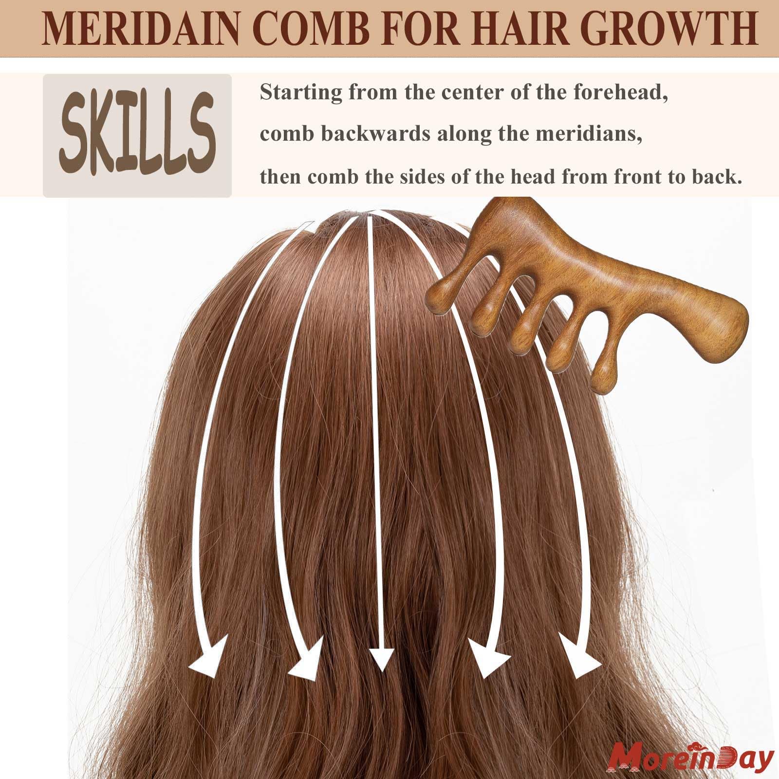 Moreinday Wooden Loc Comb - Scalp Massage, Gua Sha, Sandalwood Wood Head Massager for Hair Growth, Women and Men