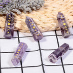 Amogeeli Wicca Moon Phase Amethyst Crystal Point Wand for Reiki Meditation, 6 Faceted Prism Healing Stone Decoration for Home &