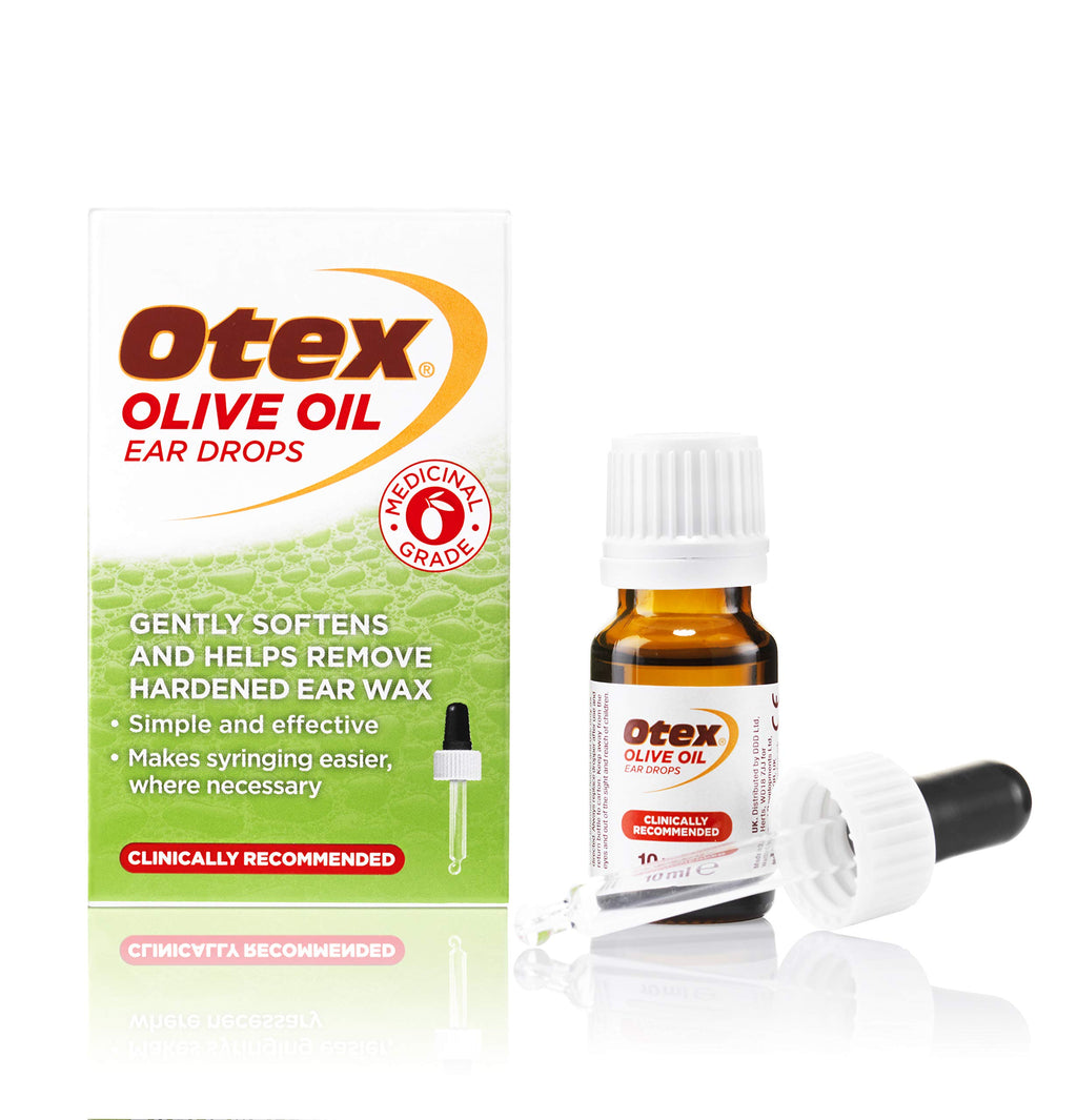 Otex Olive Oil Ear Drops for Natural, Gentle Removal of Excessive, Hardened Ear Wax. Bottle with Dropper Applicator, 10 ml (Pack