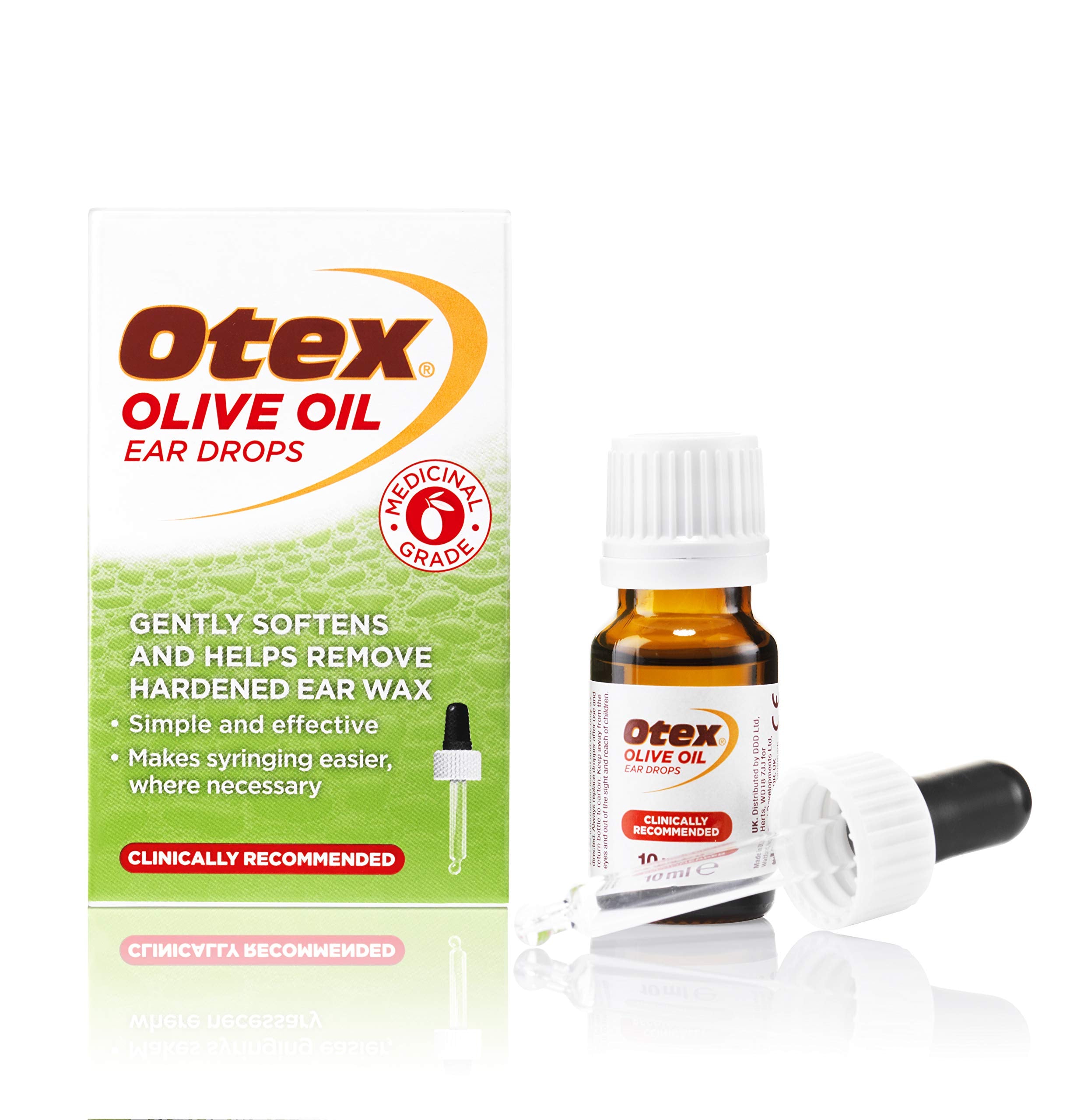 Otex Olive Oil Ear Drops for Natural, Gentle Removal of Excessive, Hardened Ear Wax. Bottle with Dropper Applicator, 10 ml (Pack