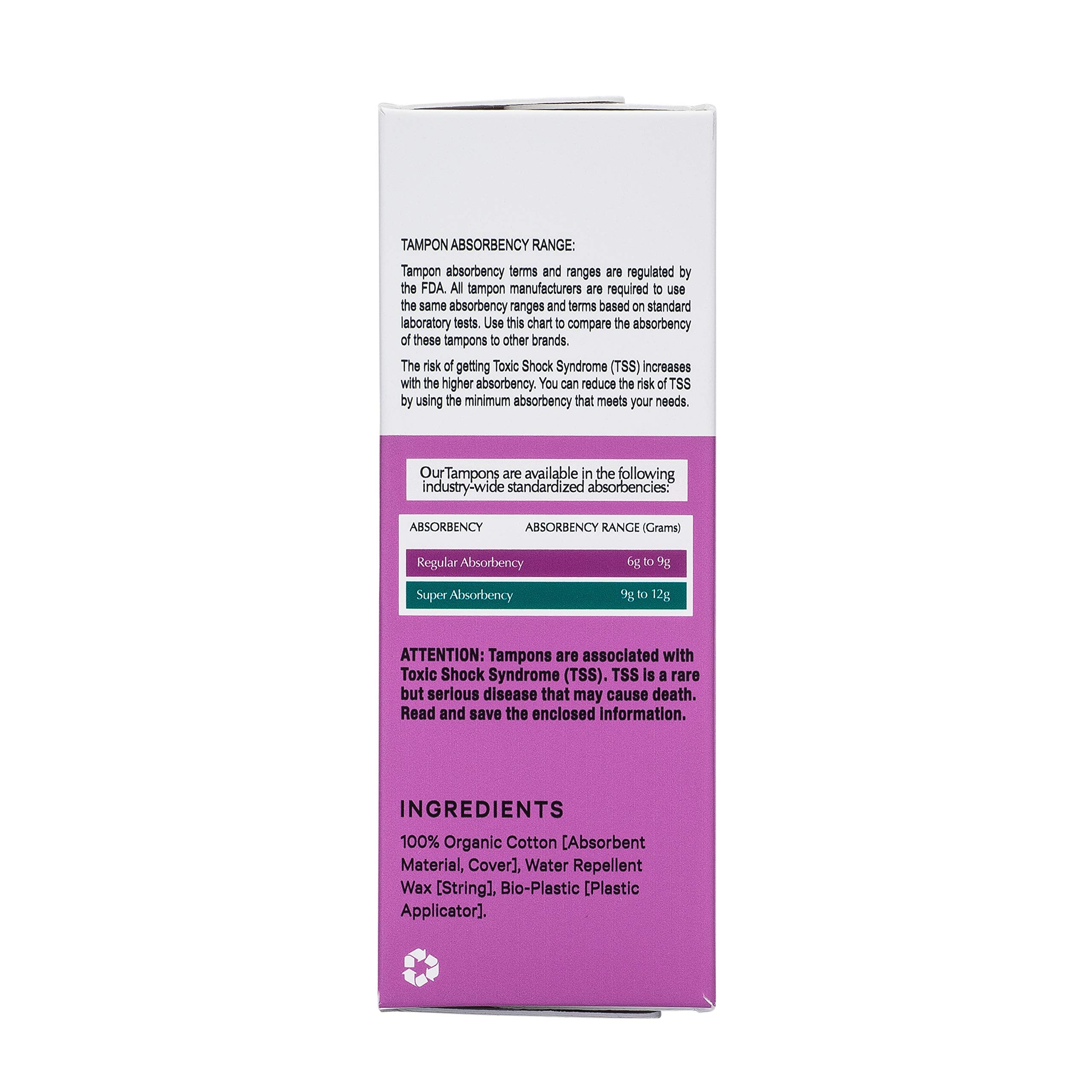 The Honey Pot Company - Organic Tampons w/Bio Plastic Applicator - Feminine Menstrual Products - Natural, Plant-Based - Regular