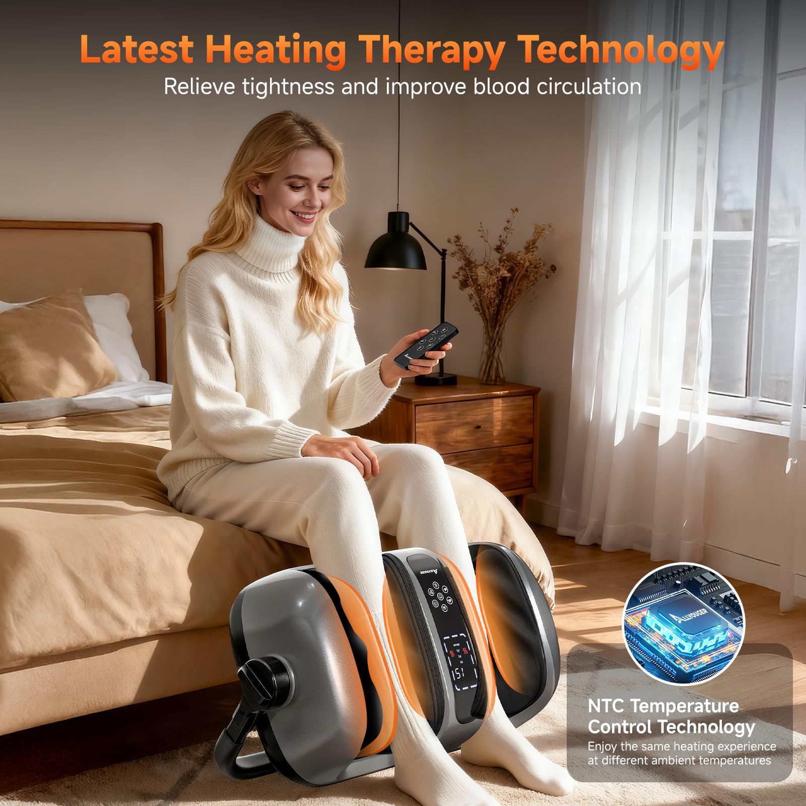ALLYOUGER Foot Massager with Heat - Shiatsu Deep Kneading Machine for Plantar Fasciitis, Neuropathy & Circulation - 5 Intensitie