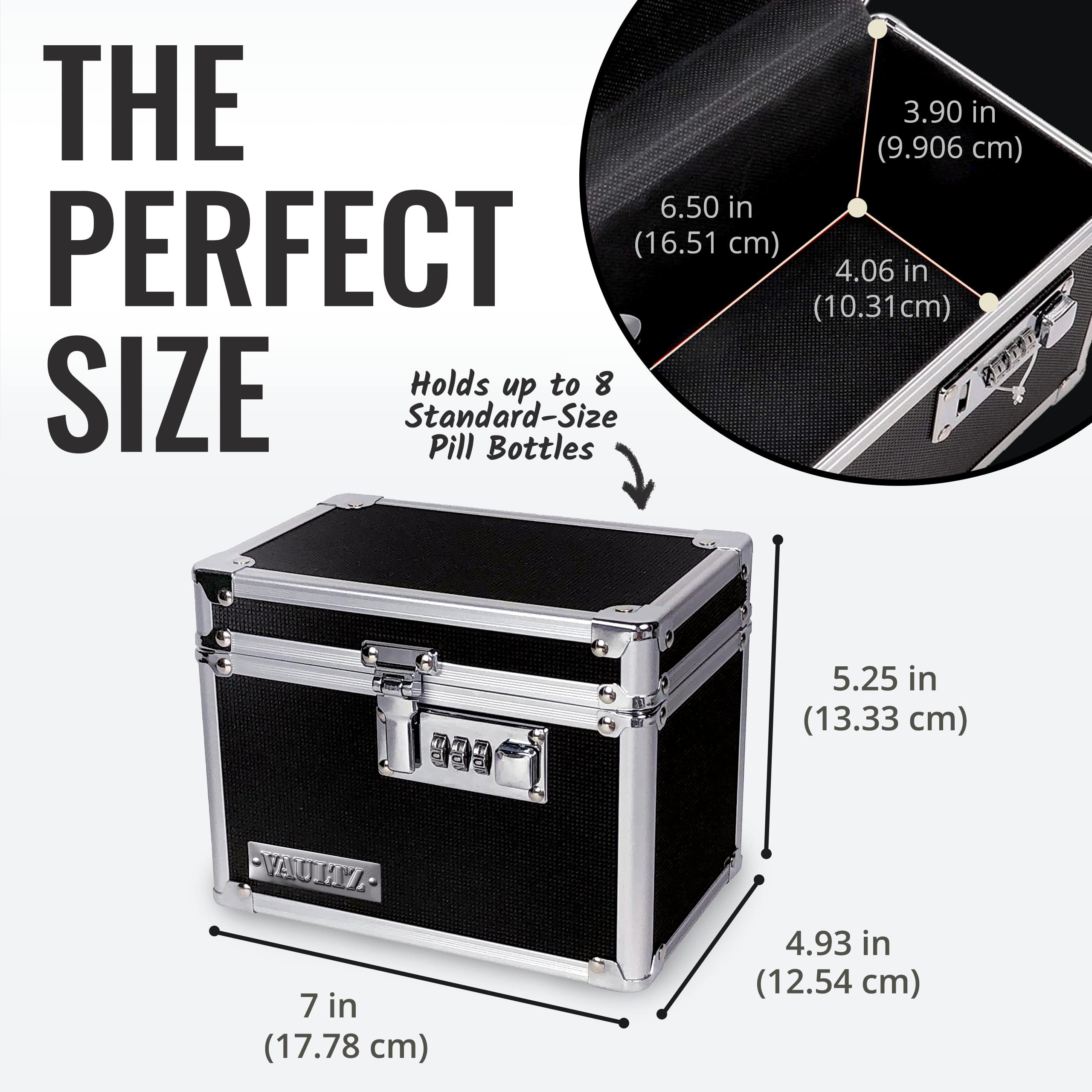 Vaultz Medicine Lock Box - 5 x 7 x 5 Inches - Secure Cabinet Safe with Combination Lock - Ideal for Medications and Small Valuab