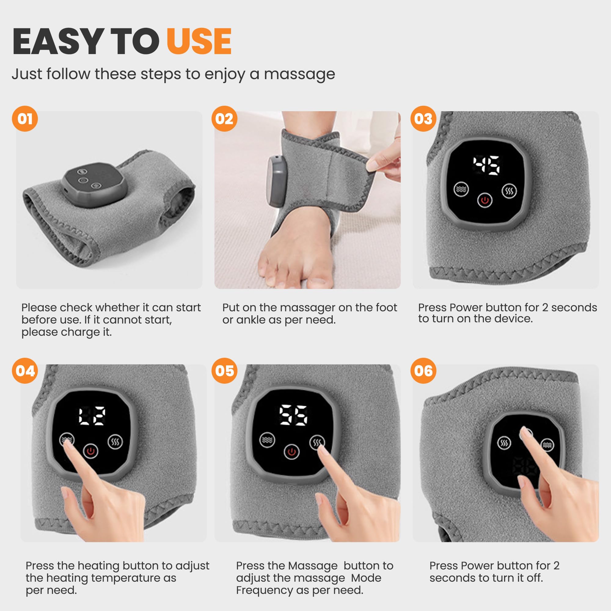YAZHI Foot Massager 2-in-1 Warming Wrap - Relax & Renew Foot & Ankle Massager with 3 Modes & 4 Heat Levels, Portable for Home or