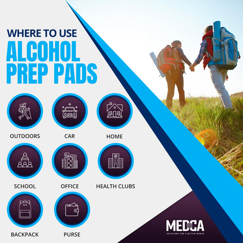 MEDca Alcohol Prep Pads, Sterile, Medium, 2-Ply Pack of 100
