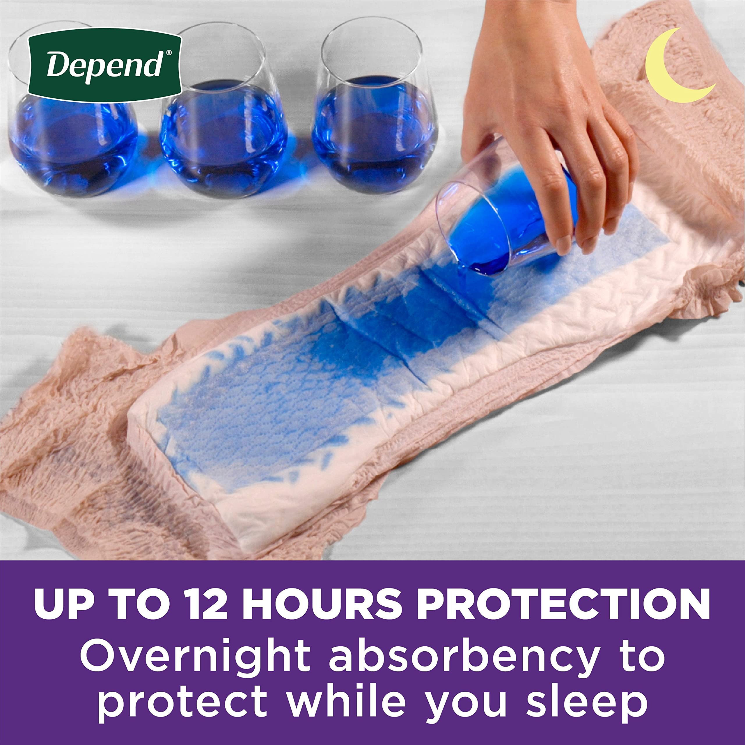 Depend Night Defense Adult Incontinence & Postpartum Bladder Leak Underwear for Women, Disposable, Overnight, Large, Blush, 56 C