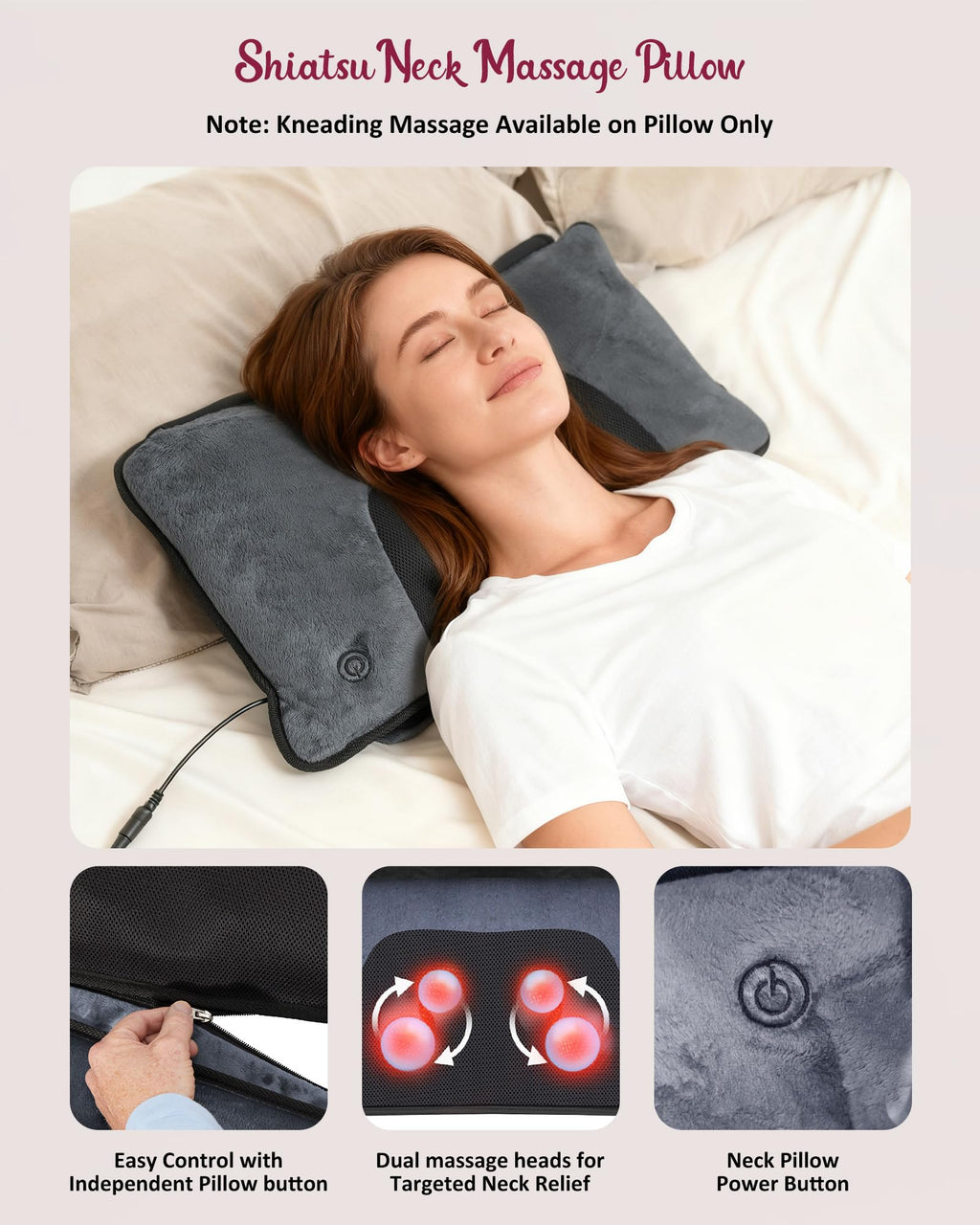 THERAZZAGGE Full Body Massage Mat with Heat, Independent Shiatsu Neck Massager Pillow, 10 Vibration Motors, 5 Modes & 3 Intensit