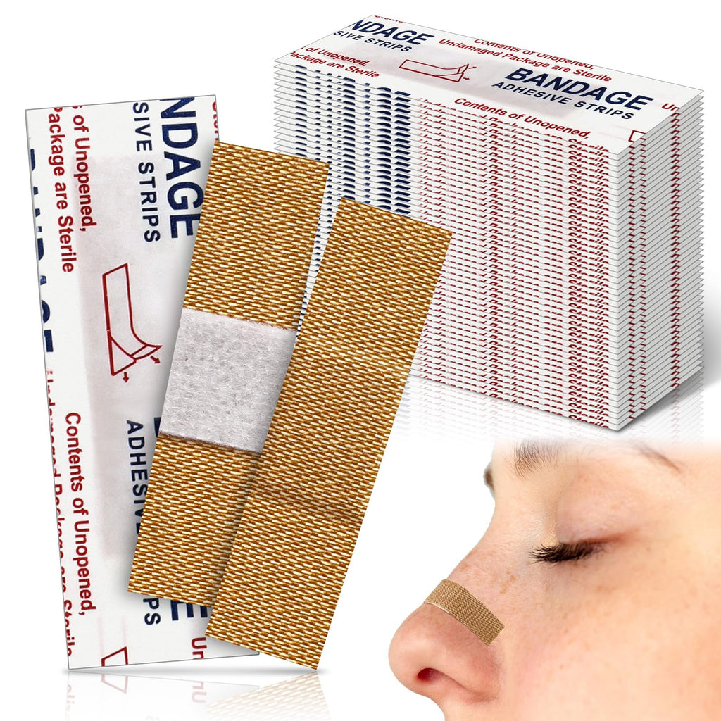Funtery 200 Pcs Fabric Bandages 0.59 X 1.77 Rectangle Flexible Adhesive Small Face Bandages with Non Stick Pad Latex Free Oval S