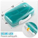 Travel Pill Organizer - Airtight Medicine Case for Traveling Portable Pharmacy Box with Labels Vitamin Container 8 Compartment S