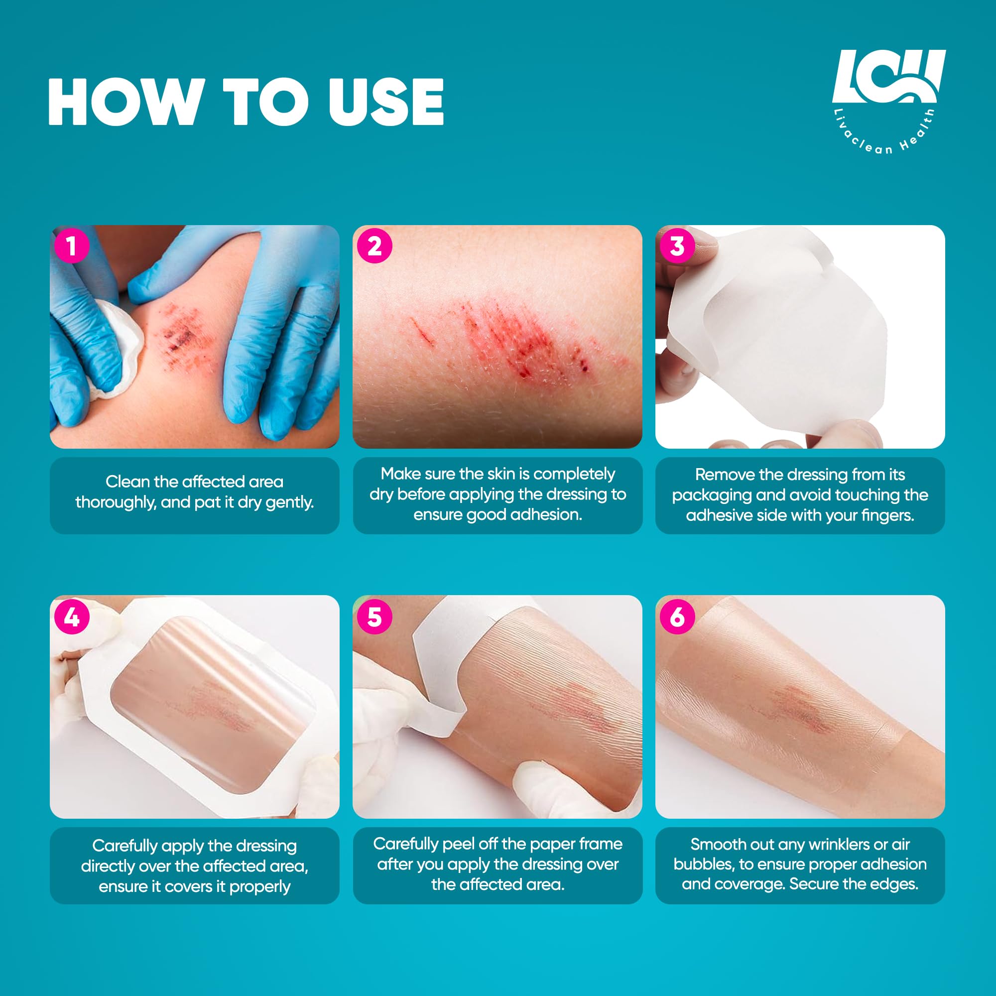 LCH 50 Pack Transparent Film Dressing Waterproof, 2 Sizes: 2.38 x 2.75 & 4 x 4.75, Waterproof Bandages for Swimming, Second Skin
