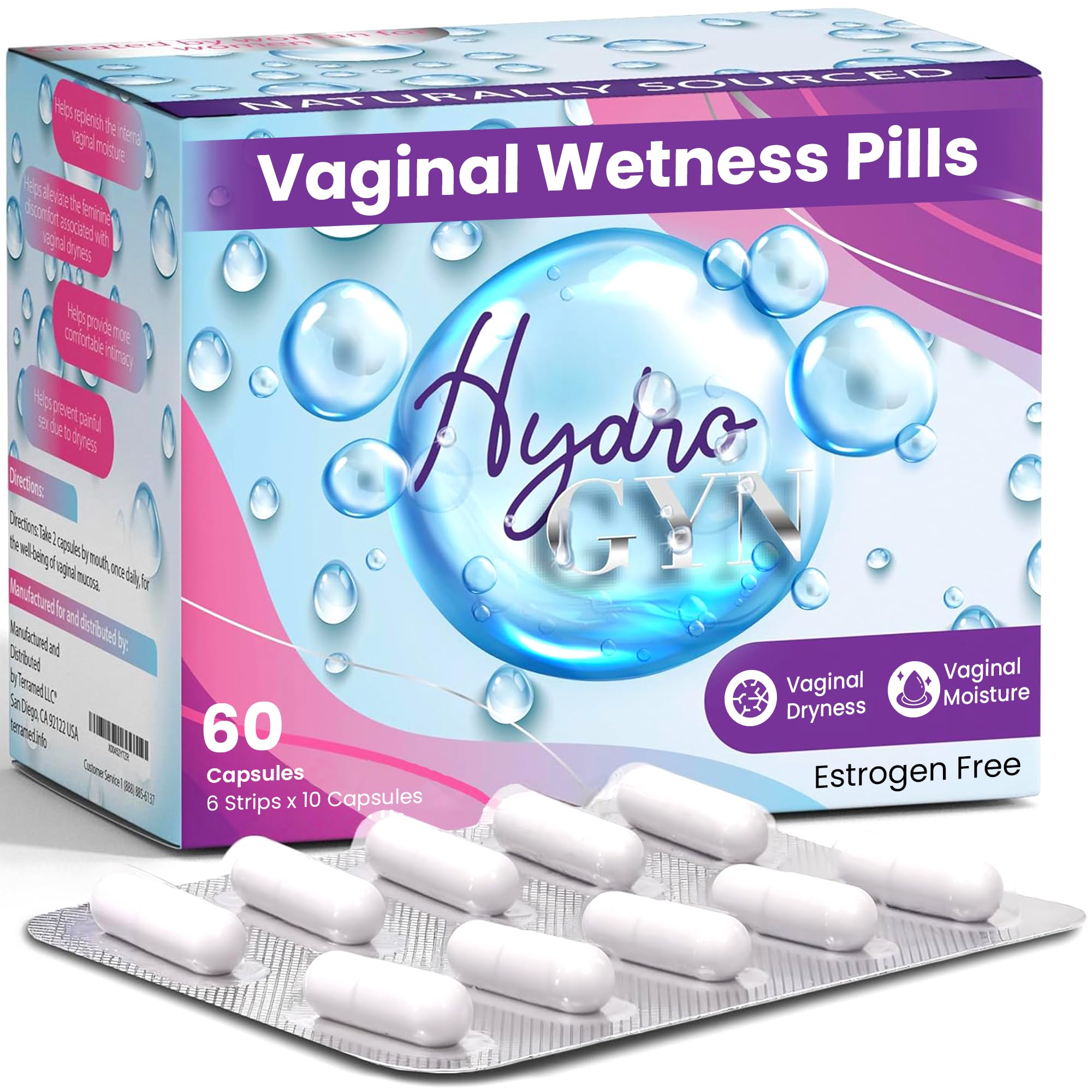 Hydro Gyn Vaginal Moisturizer Pills | Slippery Elm for Women Formulated to Support Healthy Moisture, Mood & Relaxation | Feminin