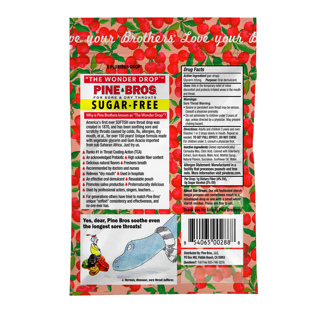 Pine Bros. Gummy Sore Throat Softish Drops 30 Count (Wild Cherry) Sugar Free