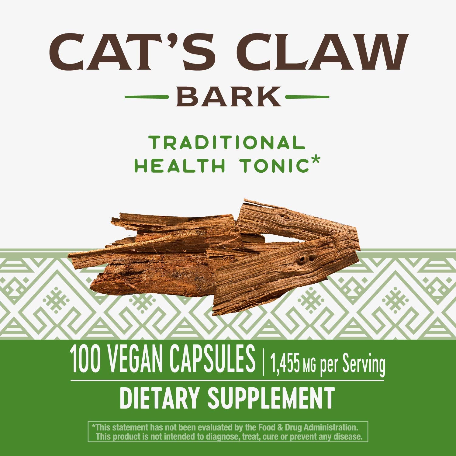 Nature's Way Cats Claw Bark, Traditional Health Tonic*, 1,455mg per serving, 100 Capsules