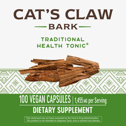 Nature's Way Cats Claw Bark, Traditional Health Tonic*, 1,455mg per serving, 100 Capsules