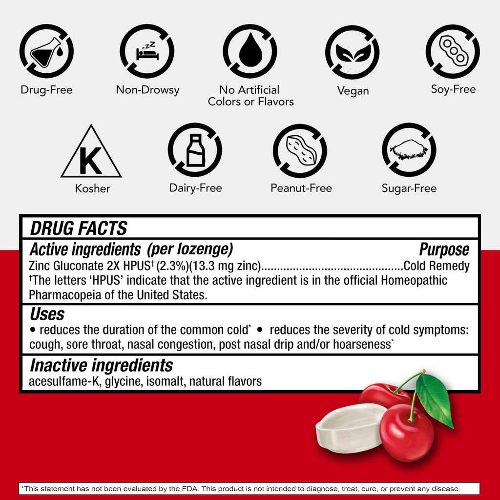 Cold-EEZE Sugar-Free, Natural Wild Cherry Zinc Lozenges, Homeopathic Cold Remedy, Shortens The Common Cold, Sore Throat, Cough,
