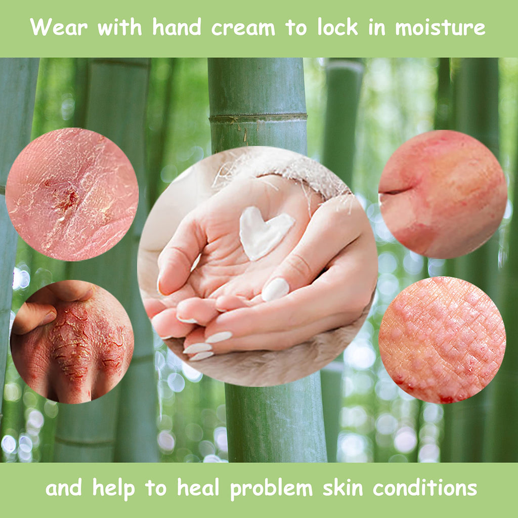 Bamboo Gloves for Eczema, Black, Small, Women, Dry Hands, Overnight Moisturizing Gloves, 3 Pairs
