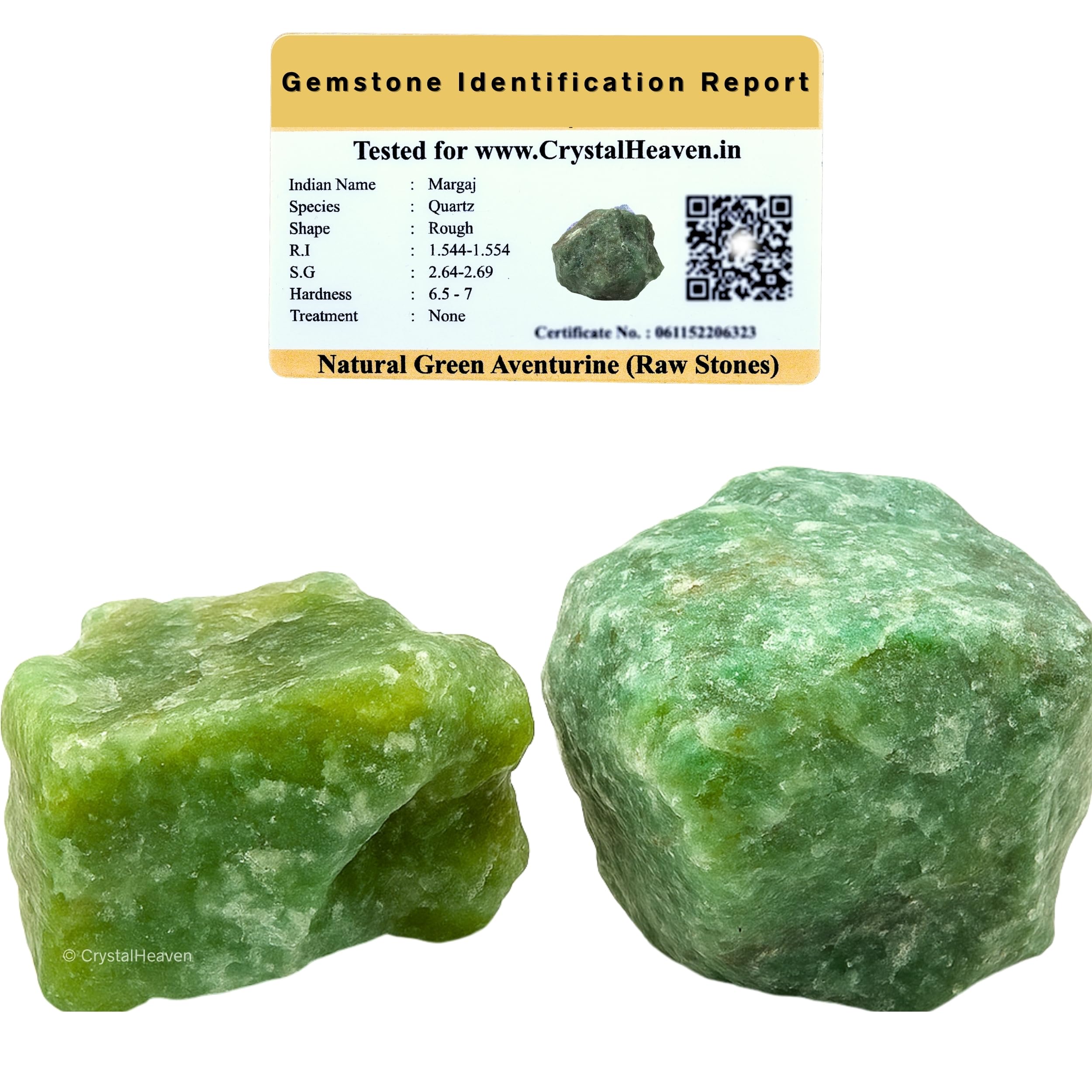 Crystal Heaven Certified Green Aventurine Crystal Healing Rough Stone, Natural Raw Crystals For Manifestation, Meditation And Re