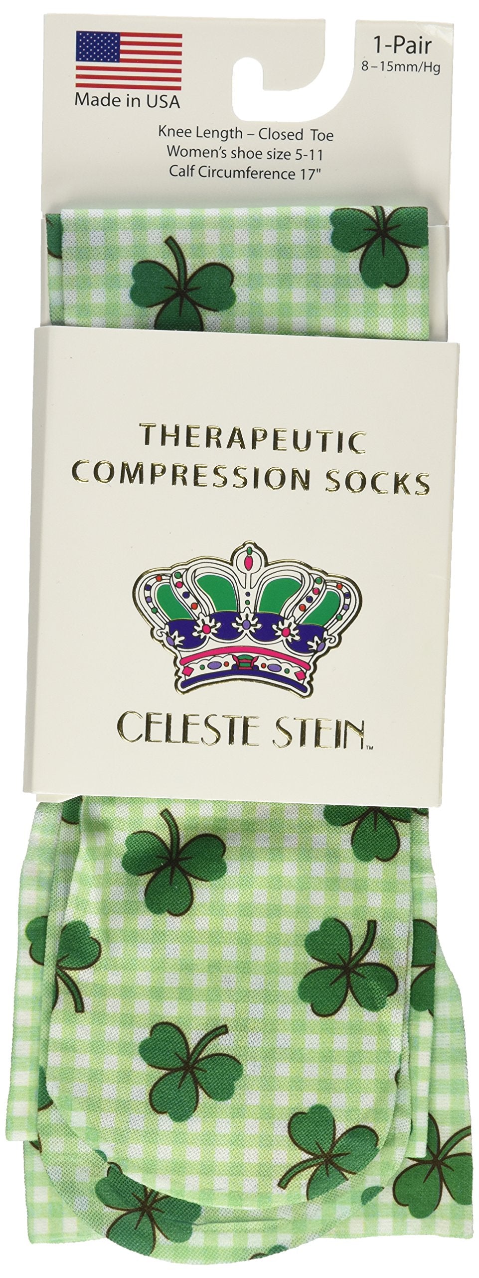 Celeste Stein Therapeutic Compression Socks, St. Patrick's Day, 8-15 mmHg, Mild