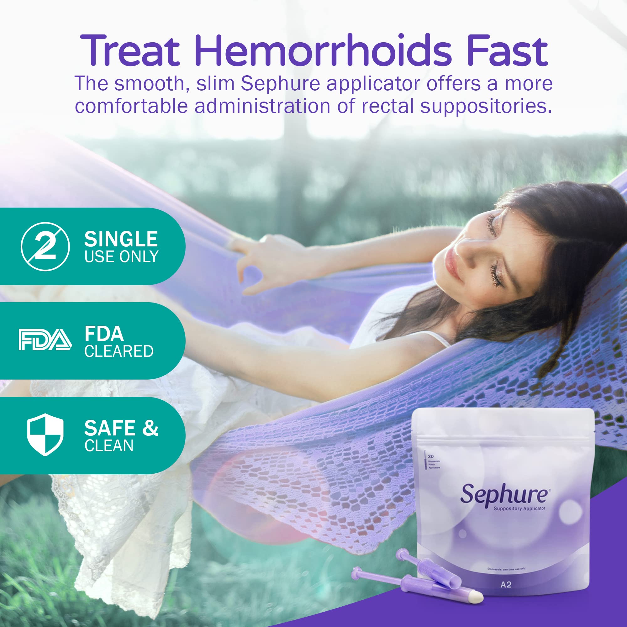 Sephure Easy-to-Use Suppository Applicator for Women and Men, Disposable Applicator for Suppositories for Constipation from Vari
