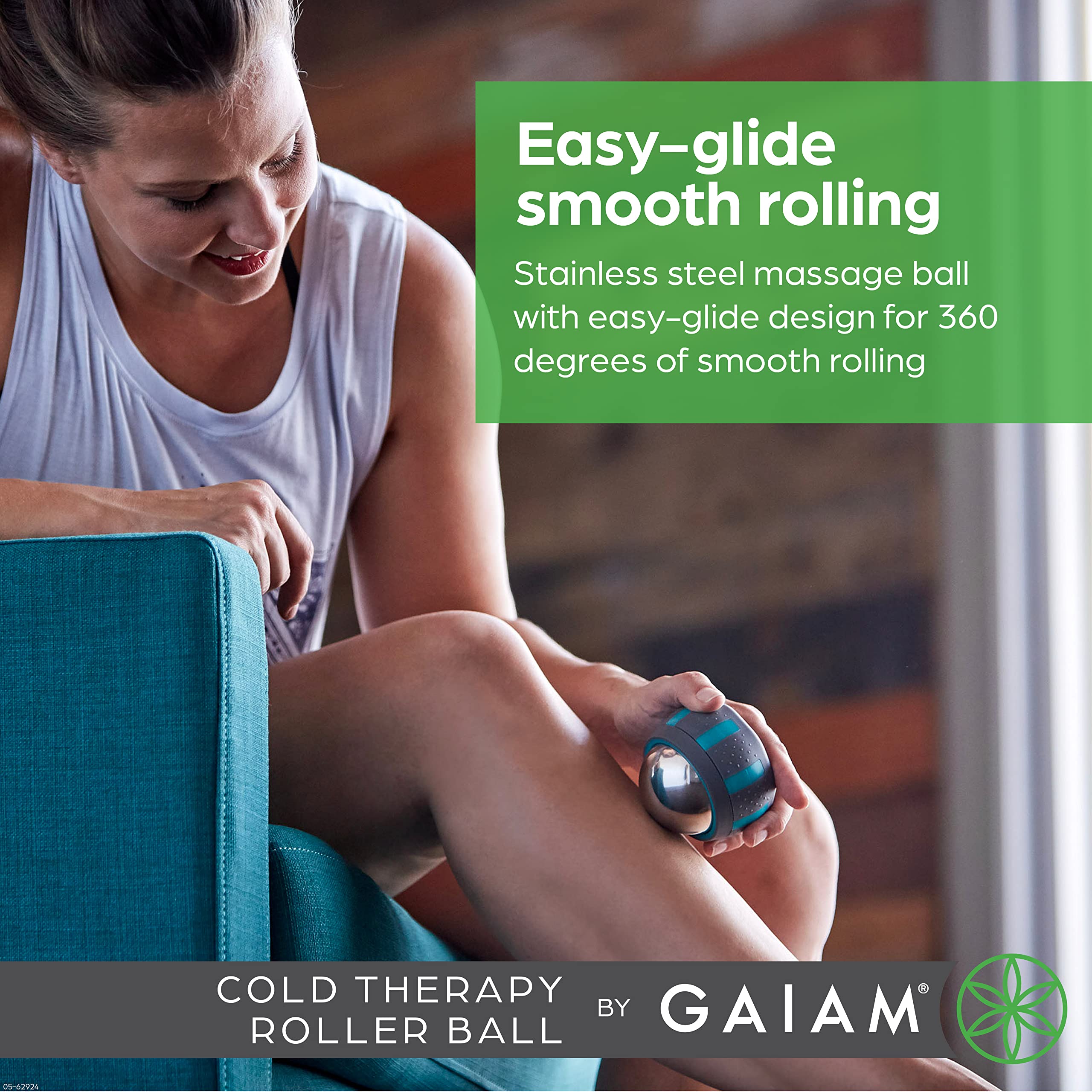 Gaiam Restore Cold Therapy Muscle Massage Roller Ball - Cryosphere Cold Massage Roller Ball, Easy-Glide Roller with Comfort Grip
