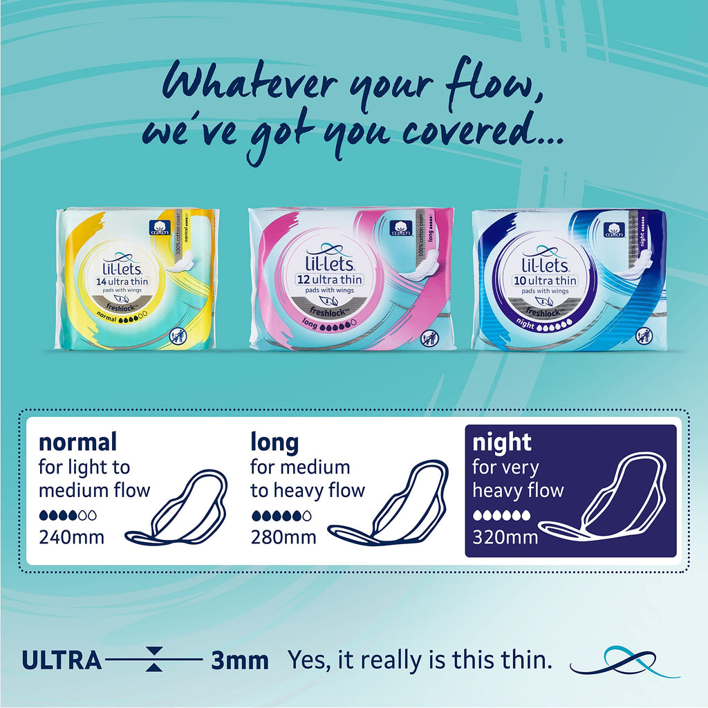 Lil-Lets FRESHLOCK Ultra Night Pads 8 Packs of 10 Pads