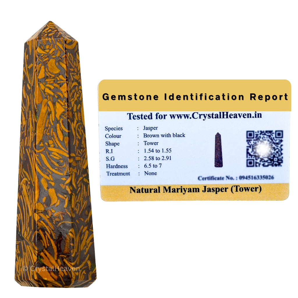 Crystal Heaven Certified Mariyam Calligraphy Jasper Crystal Tower Obelisk Point For Chakra,Healing & Balancing-Aaa Grade Origina