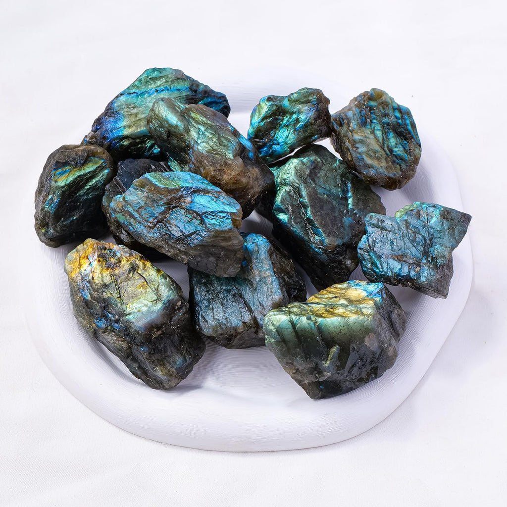 Apengshi Labradorite Raw Crystals 2PCS Natural Rough Rocks Healing Crystal and Stones DIY Raw Stones Meditation Fountain Garden