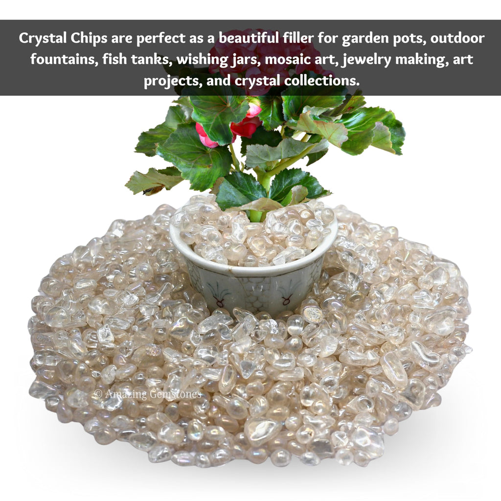 Angel Aura Quartz Crystal Chips Aquarium Gravel Rocks - Aura Quartz Chips Bulk Fish Tank Gravel, Small Tumbled Stone Chips and T