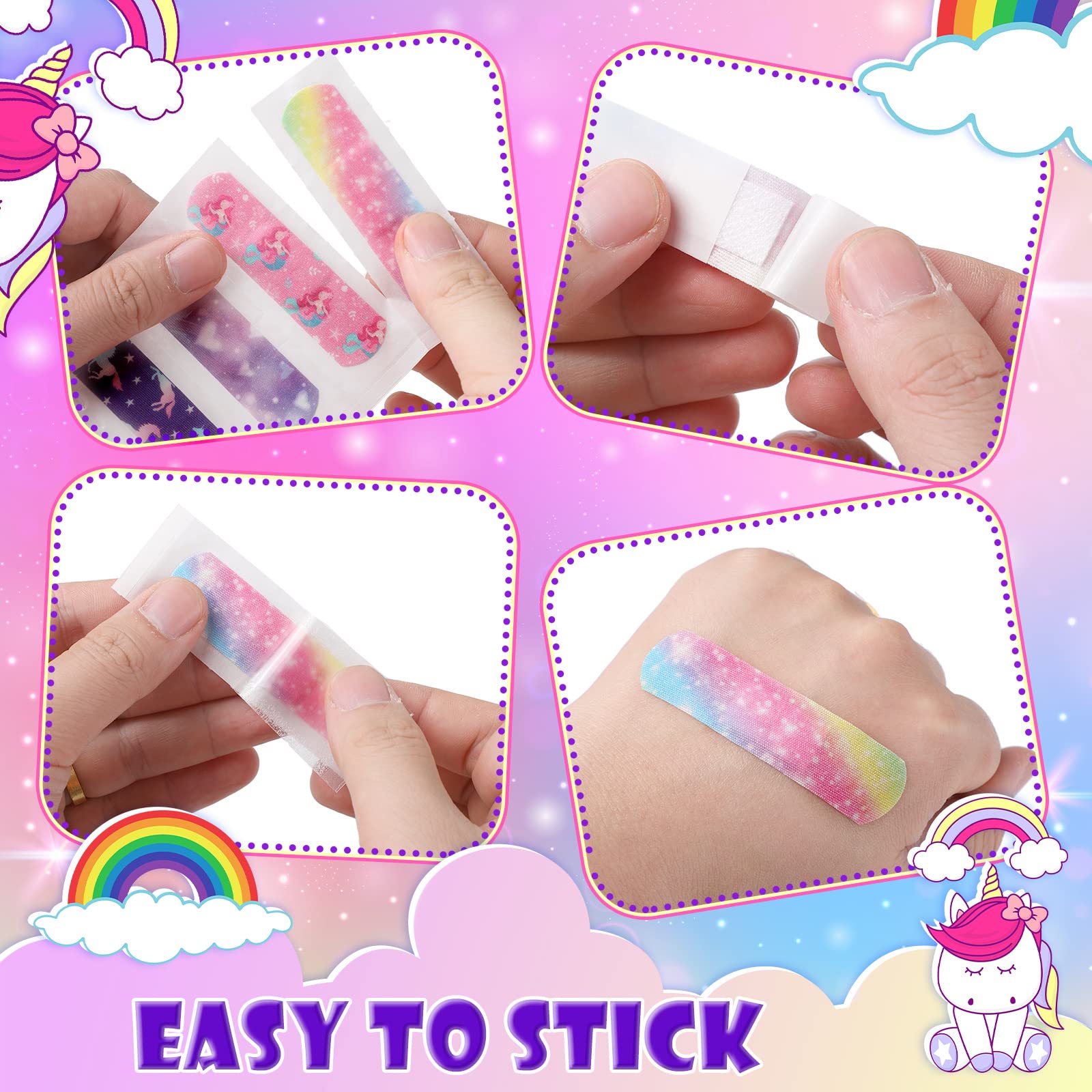 Funtery 8 Styles Kids Fabric Bandages Flexible Self Adhesive Bandage Wrap for Cuts Scrapes Wounds Burns Baby Child Toddlers, Ass